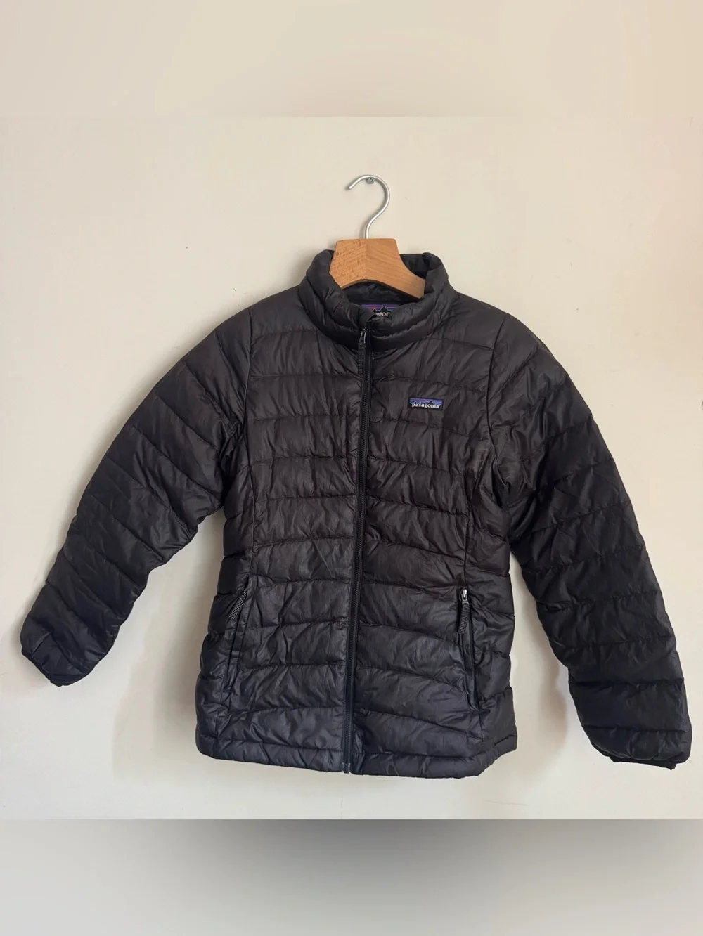 Patagonia Nano Puff Jacket Kids L 12 Black Quilted Insulated Full Zip